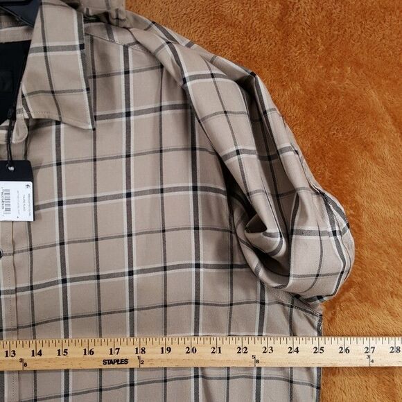 RAG & BONE Shirt Mens Small Tan Plaid Flannel Oversized Lightweight MATTHEW $258 - Picture 6 of 8